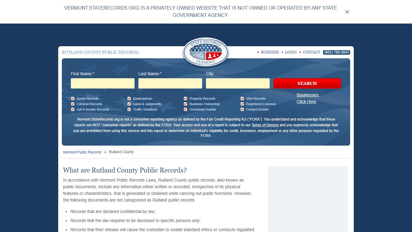 Rutland County Arrest, Court, and Public Records