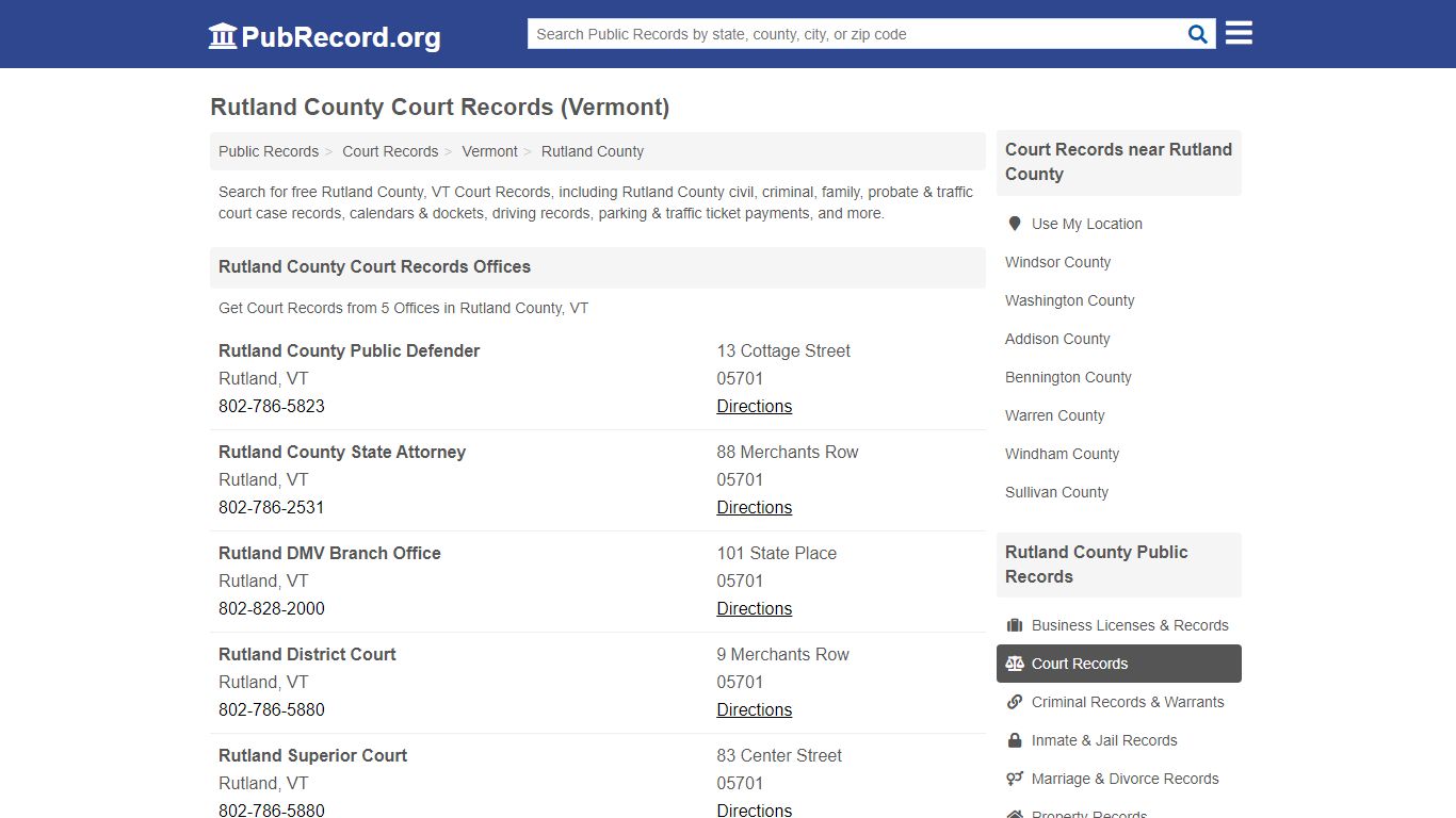 Free Rutland County Court Records (Vermont Court Records) - PubRecord.org