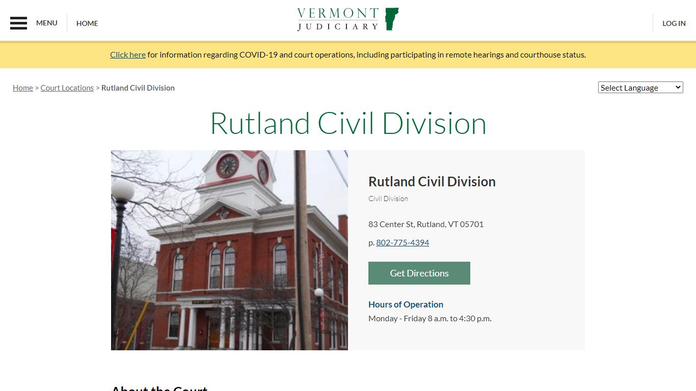 Rutland Civil Division | Vermont Judiciary