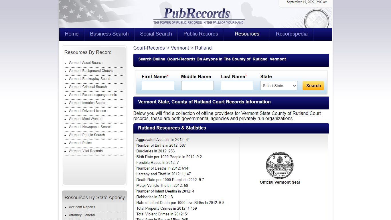 Rutland County, Vermont Court Records - Pubrecords.com