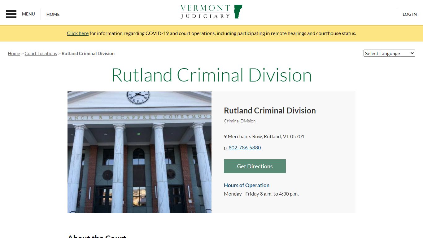 Rutland Criminal Division | Vermont Judiciary
